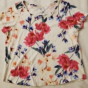 Lands' End Floral Cotton Top Sz 1X